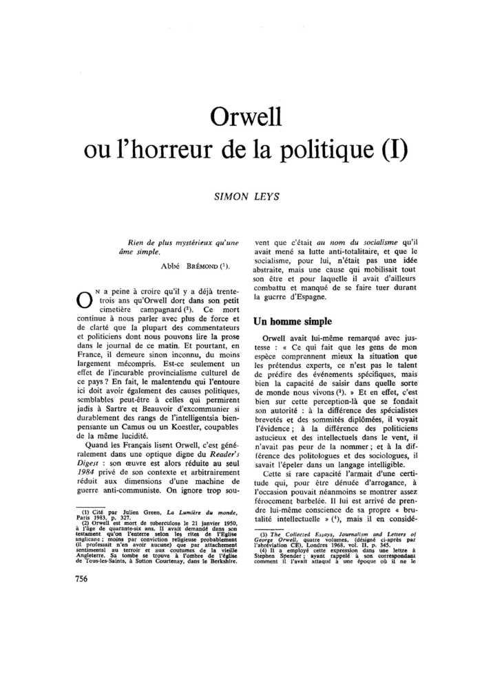 Orwell ou l’horreur de la politique (I)
 – page 1
