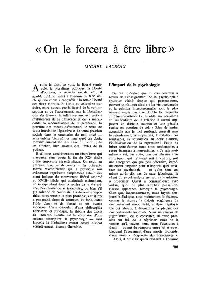 « On le forcera à être libre »
 – page 1