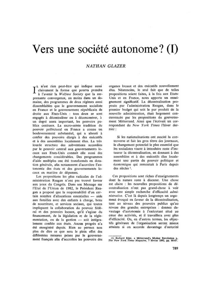 Vers une société autonome ? (I)
 – page 1