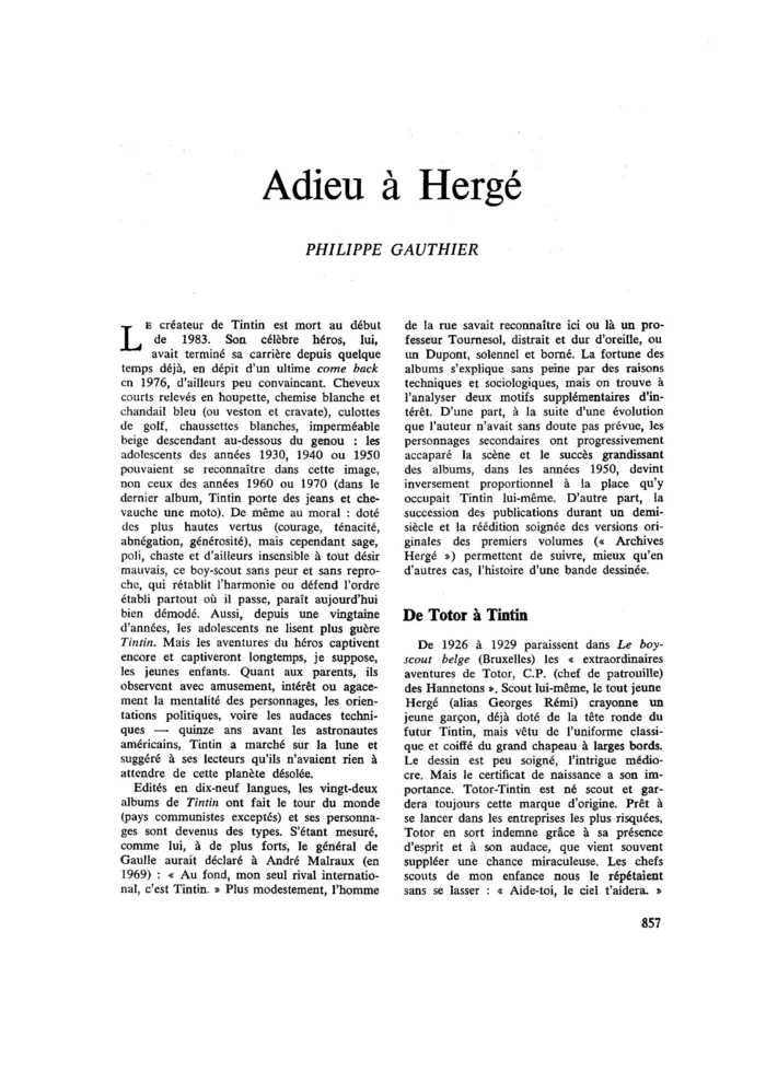 Adieu à Hergé
 – page 1