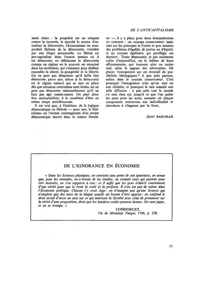 DE L’IGNORANCE EN ÉCONOMIE
 – page 1