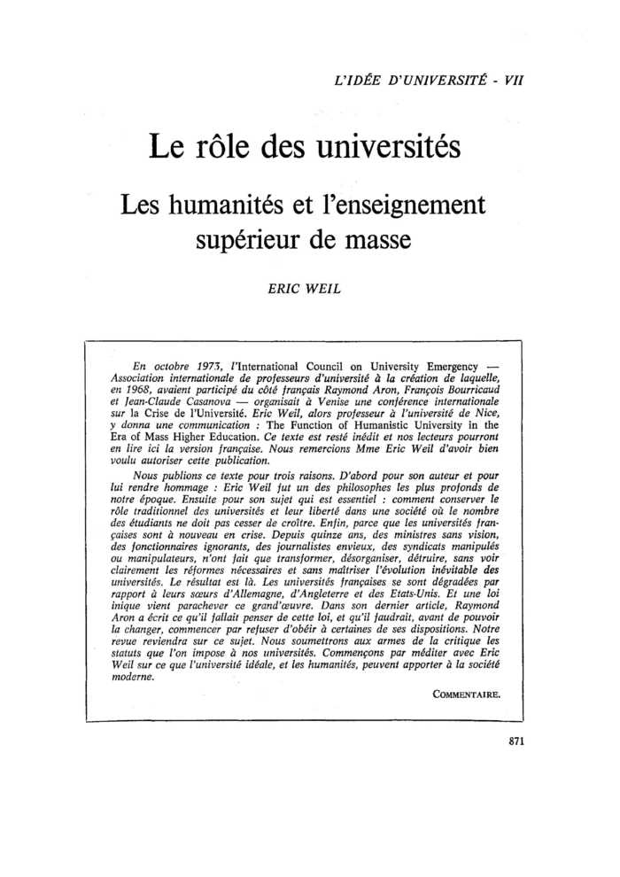 Le rôle des universités
 – page 1