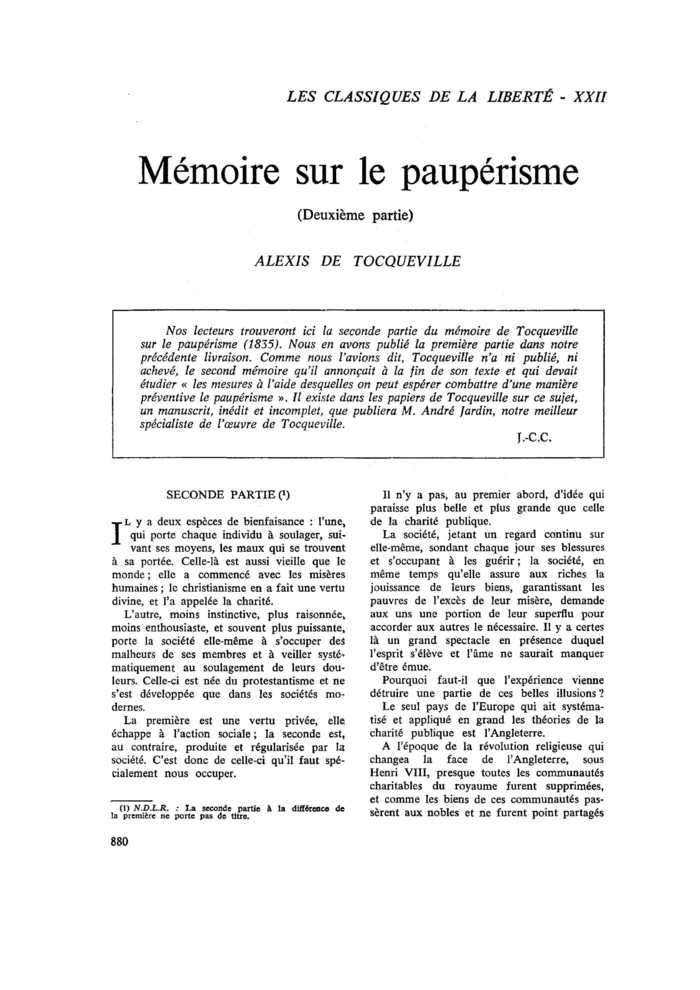 Mémoire sur le paupérisme (II)
 – page 1