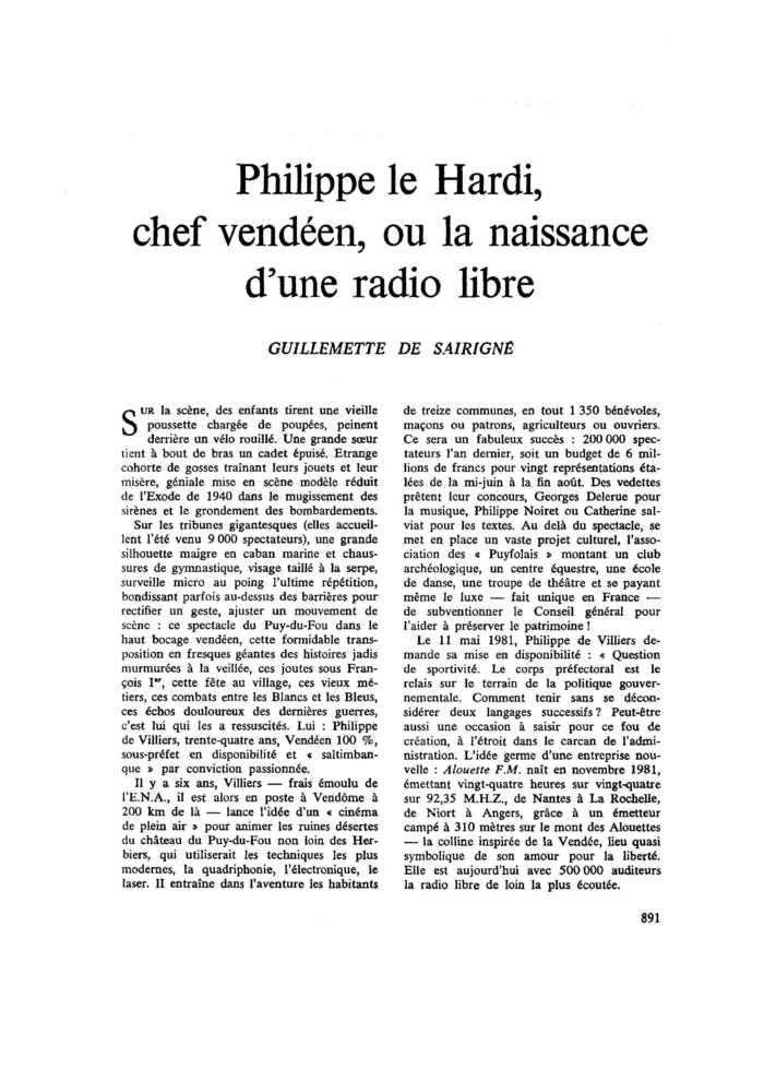 Philippe le Hardi, chef vendéen, ou la naissance d’une radio libre
 – page 1