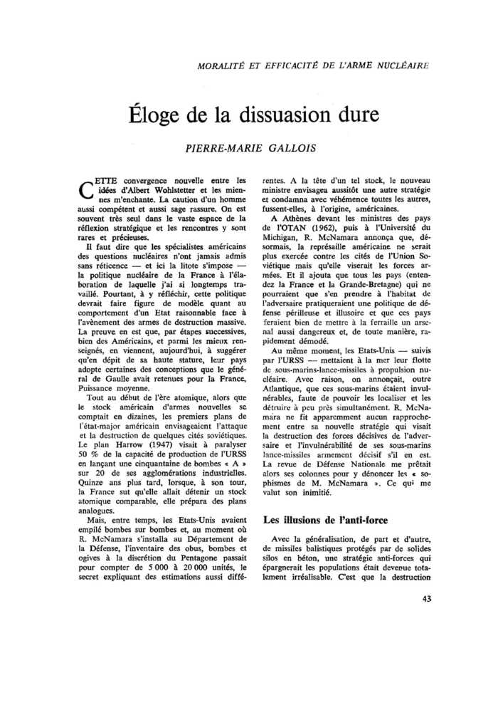 Éloge de la dissuasion dure
 – page 1