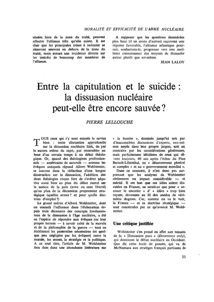 Entre la capitulation et le suicide : la dissuasion nucléaire peut-elle être encore sauvée ?
 – page 1