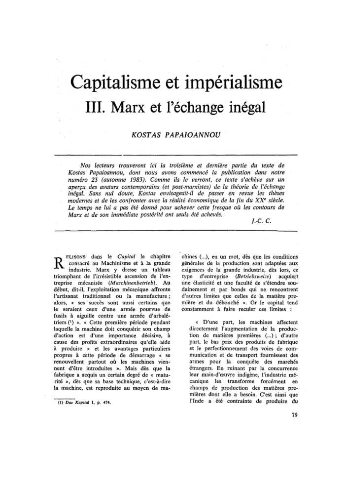 Capitalisme et impérialisme. III. Marx et l’échange inégal
 – page 1