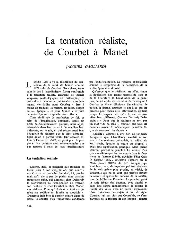La tentation réaliste, de Courbet à Manet
 – page 1