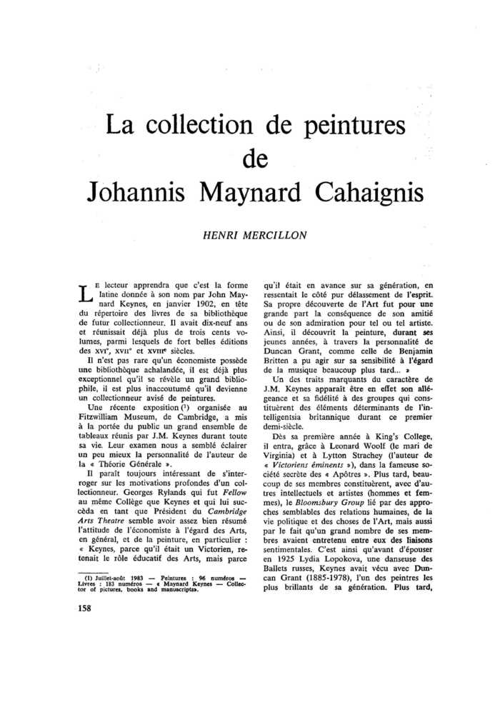 La collection de peintures de Johannis Maynard Cahaignis
 – page 1