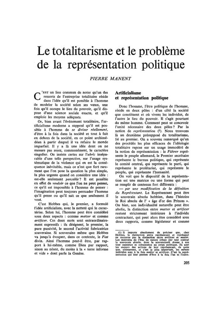 Le totalitarisme et le problème de la représentation politique
 – page 1