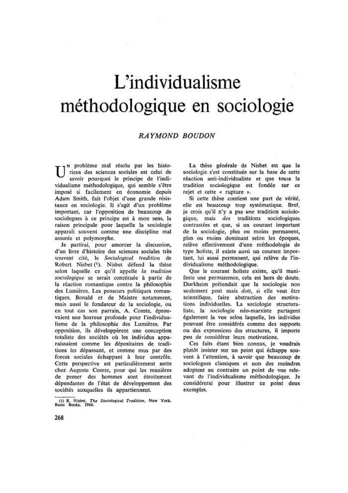 L’individualisme méthodologique en sociologie
 – page 1