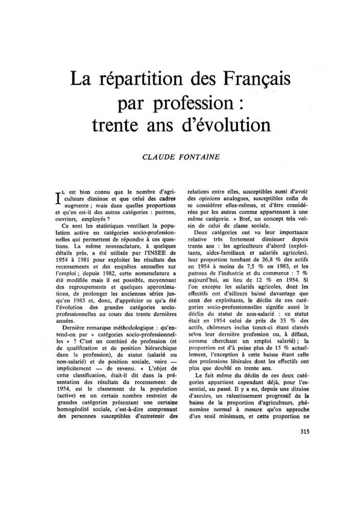 La répartition des Français par profession : trente ans d’évolution
 – page 1