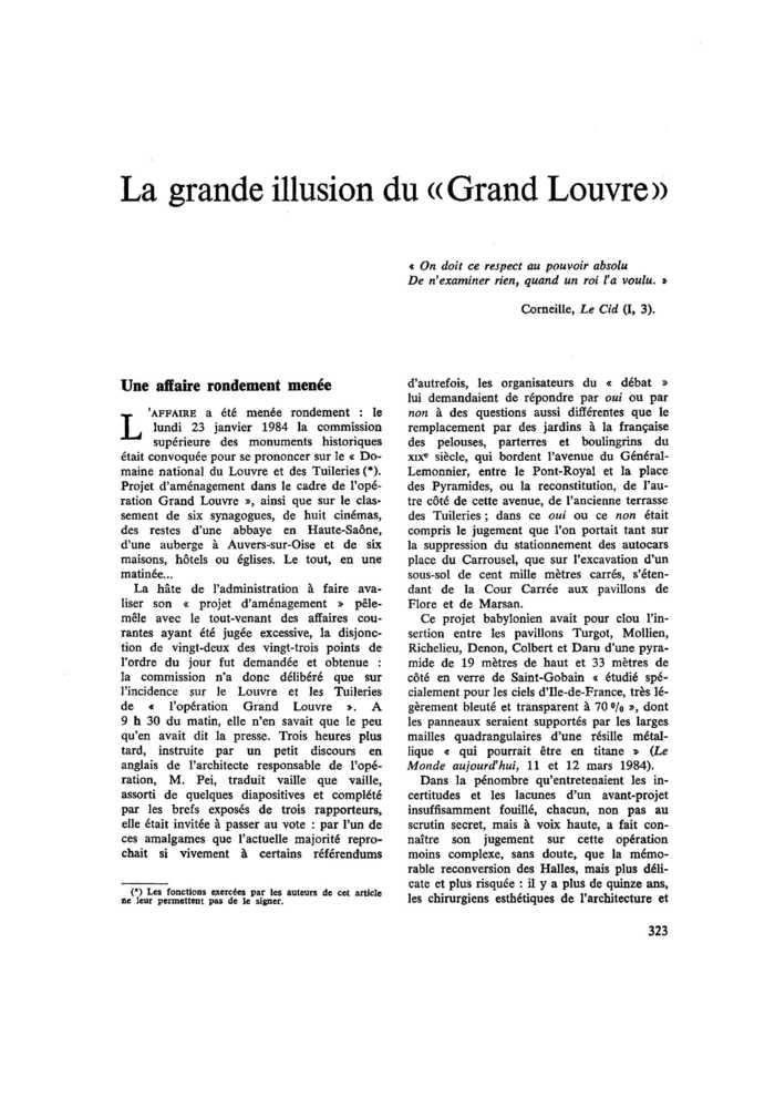 La grande illusion du « Grand Louvre »
 – page 1
