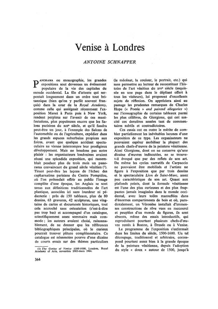 Venise à Londres
 – page 1