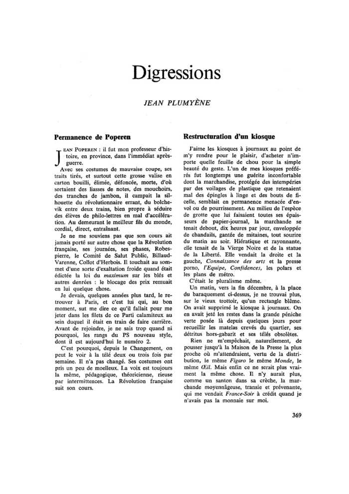Digressions
 – page 1