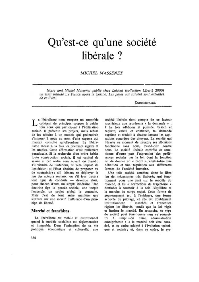 Qu’est-ce qu’une société libérale ?
 – page 1