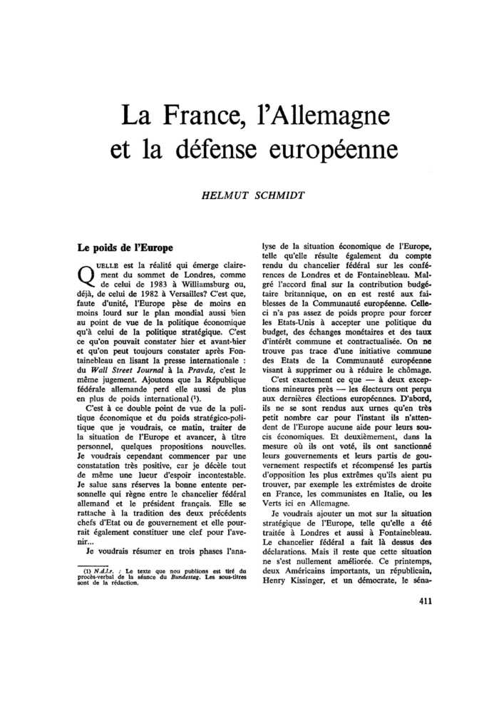 La France, l’Allemagne et la défense européenne
 – page 1