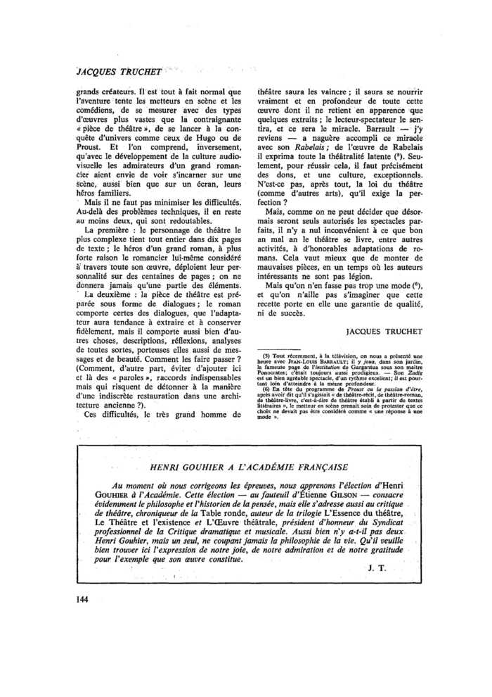 HENRI GOUHIER À L’ACADÉMIE FRANÇAISE
 – page 1