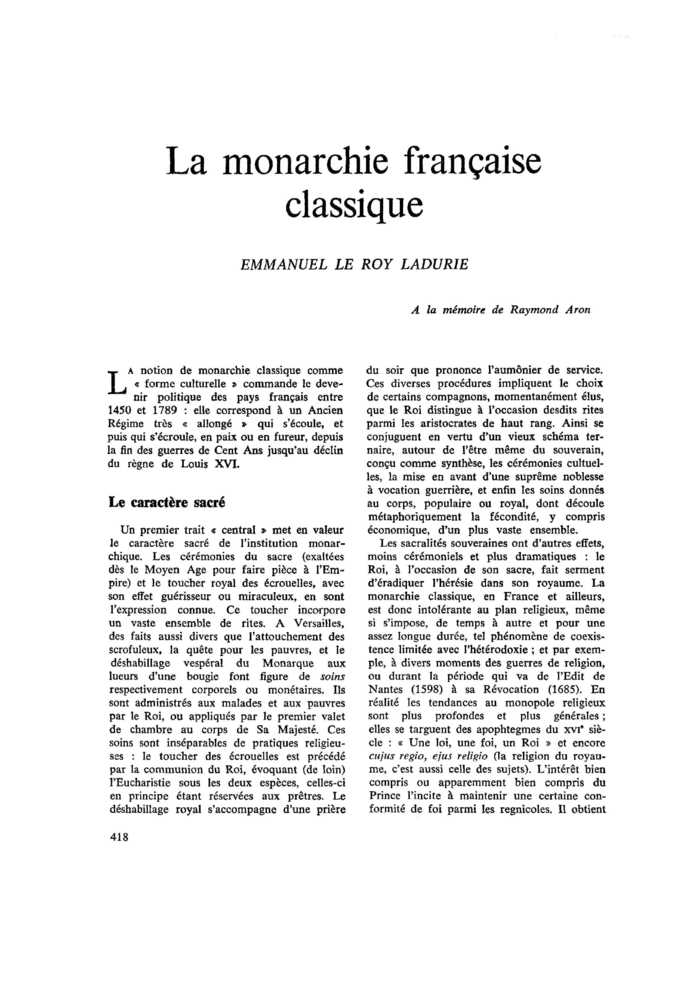 La monarchie française classique
 – page 1