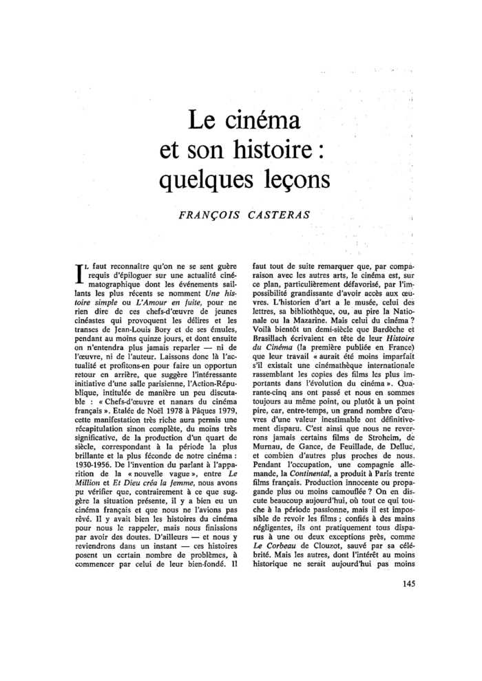 Le cinéma et son histoire : quelques leçons
 – page 1