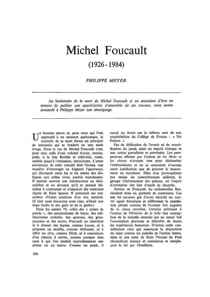 Michel Foucault (1926-1984)
 – page 1
