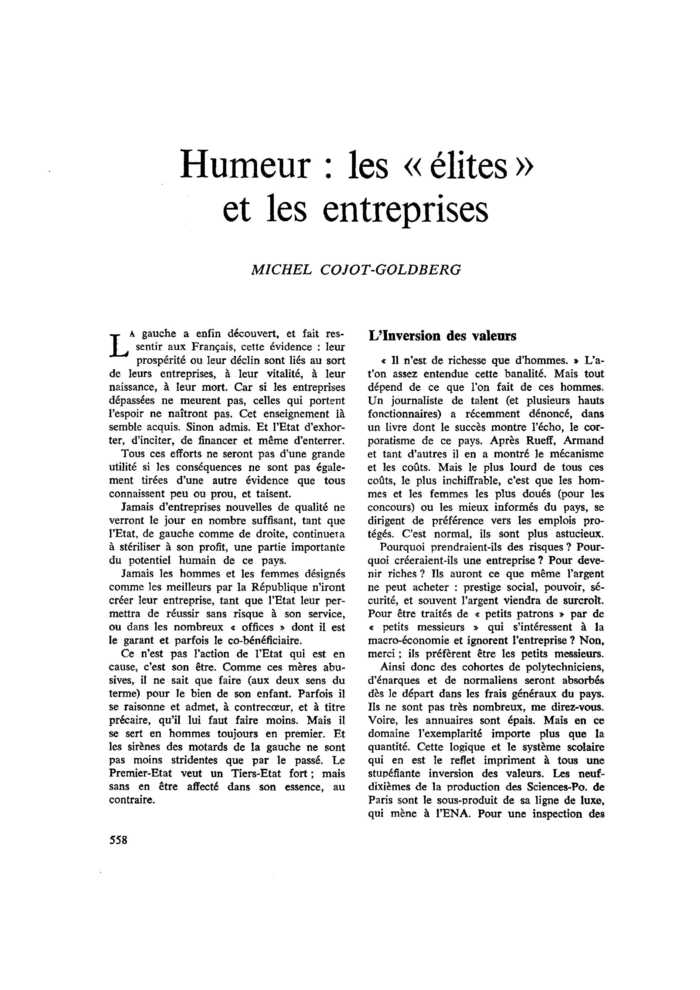 Humeur : les « élites » et les entreprises
 – page 1