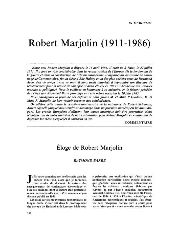 Robert Marjolin (1911-1986)
 – page 1