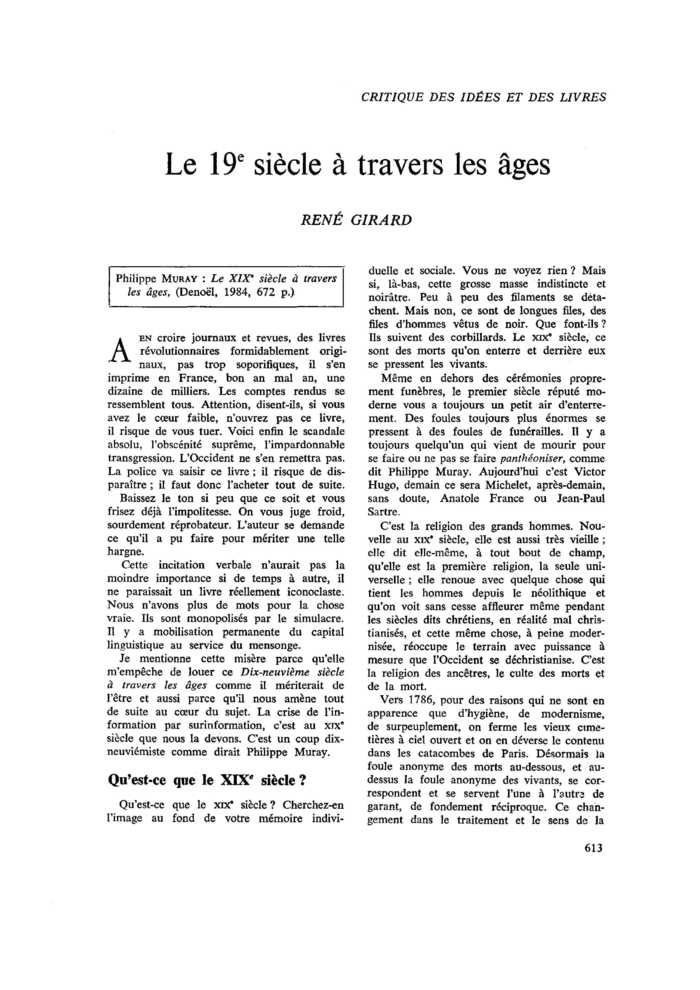 Le 19e siècle à travers les âges
 – page 1