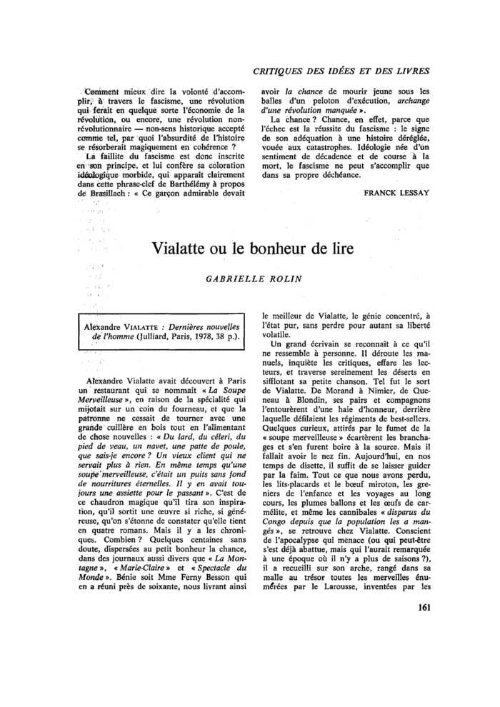 Vialatte ou le bonheur de lire
 – page 1