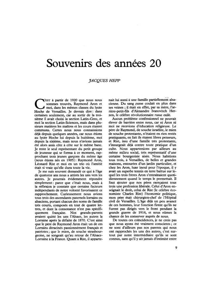 Souvenirs des années 20
 – page 1