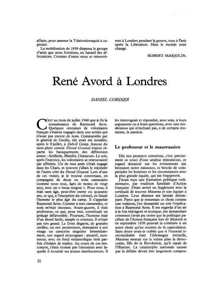 René Avord à Londres
 – page 1