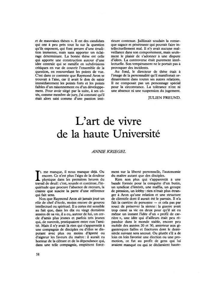 L’art de vivre de la haute Université
 – page 1