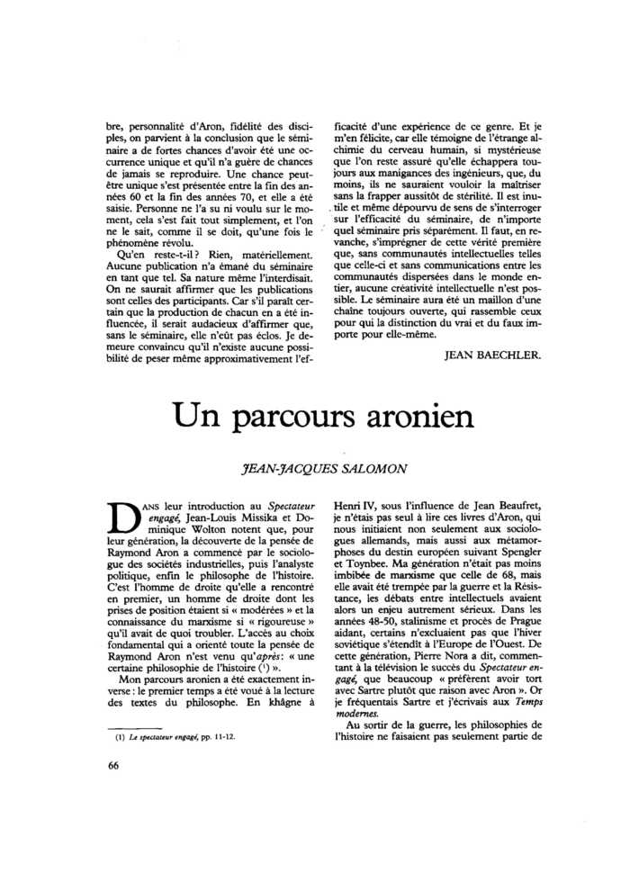 Un parcours aronien
 – page 1