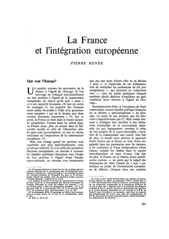 La France et l’intégration européenne
 – page 1