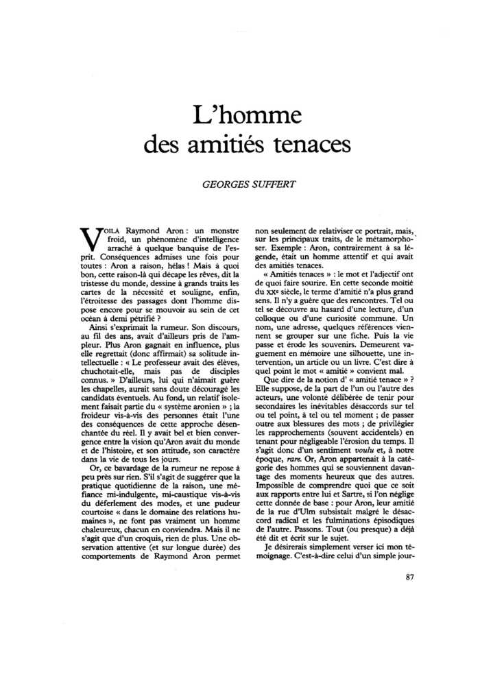 L’homme des amitiés tenaces
 – page 1