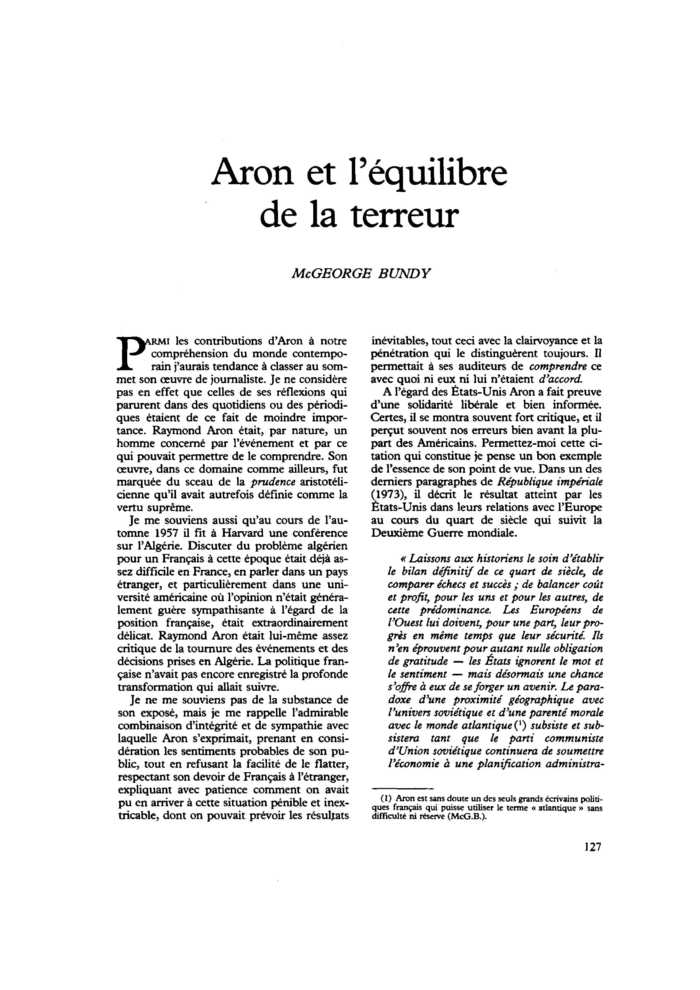 Aron et l’équilibre de la terreur
 – page 1