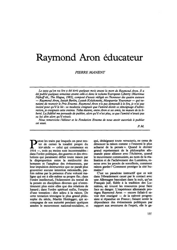 Raymond Aron éducateur
 – page 1