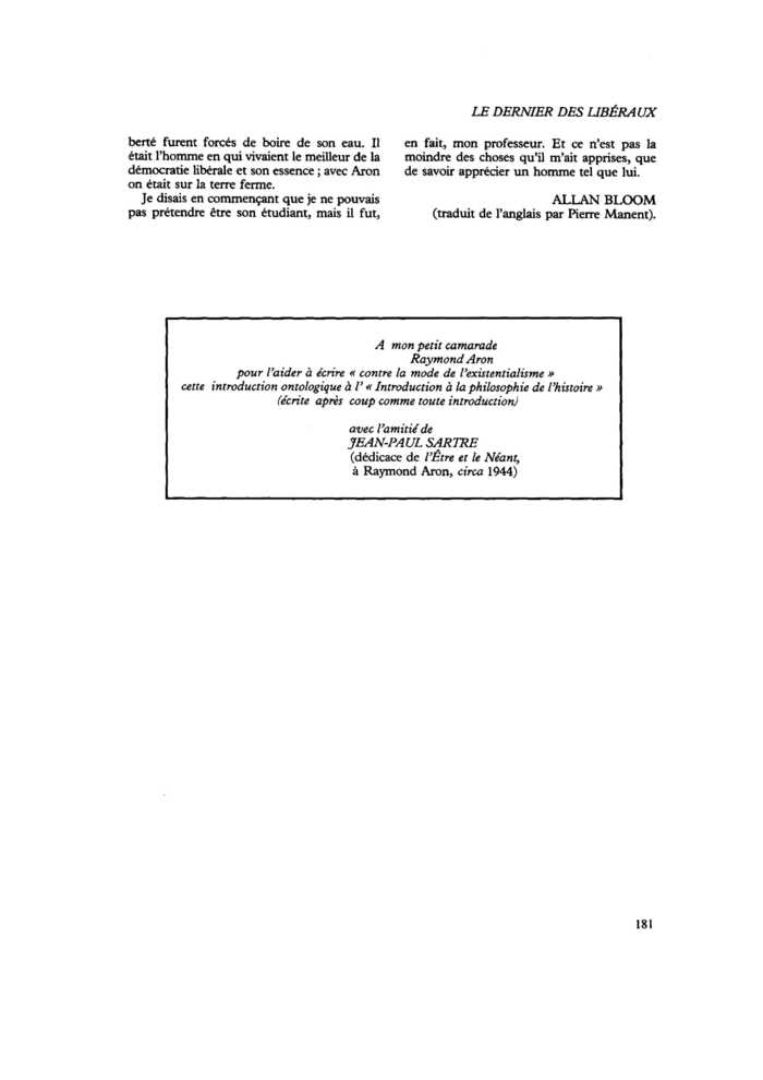 Dédicace de l’Être et le Néant
 – page 1