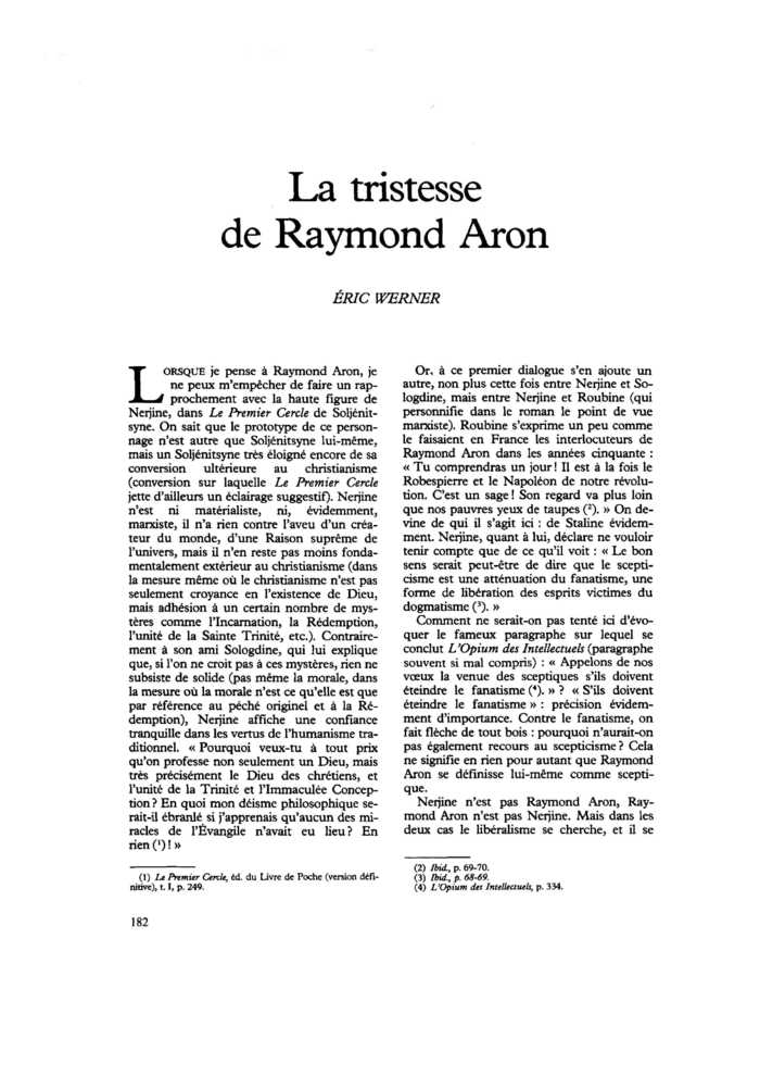 La tristesse de Raymond Aron
 – page 1