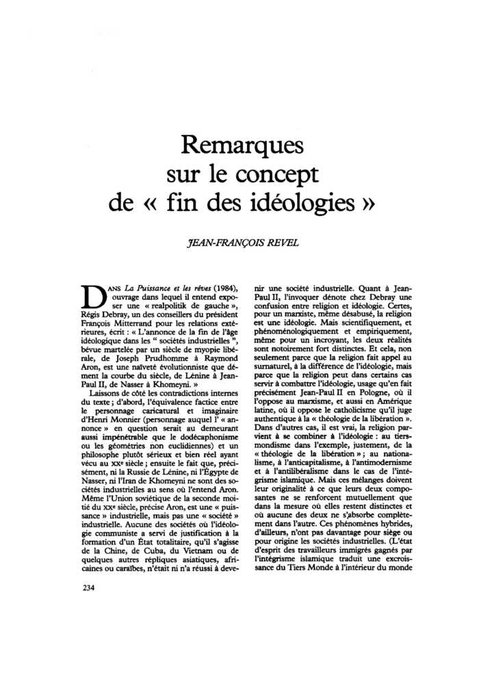 Remarques sur le concept de « fin des idéologies »
 – page 1