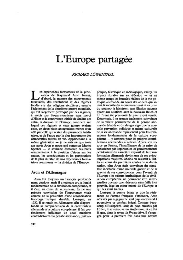 L’Europe partagée
 – page 1