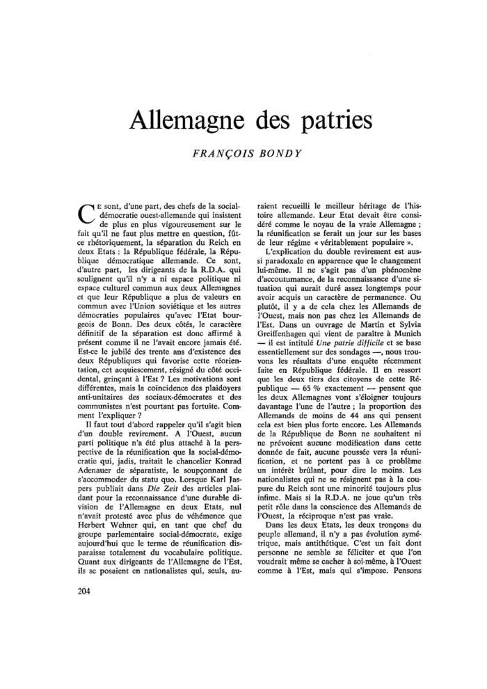 Allemagne des patries
 – page 1