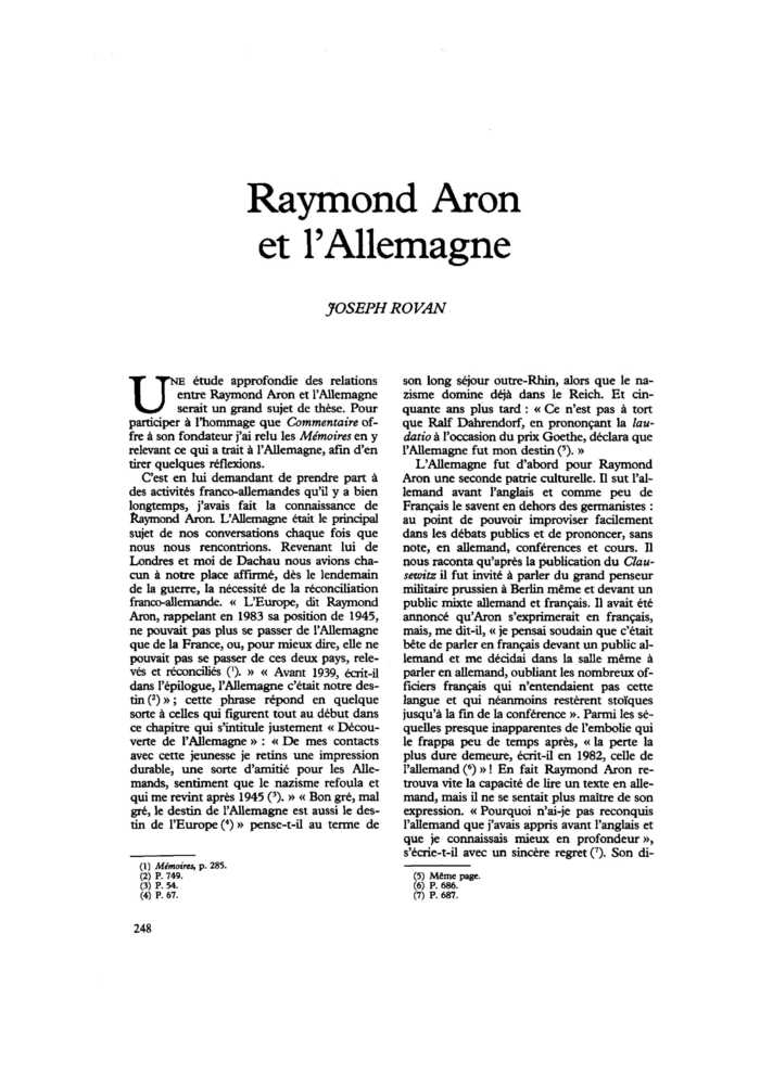 Raymond Aron et l’Allemagne
 – page 1