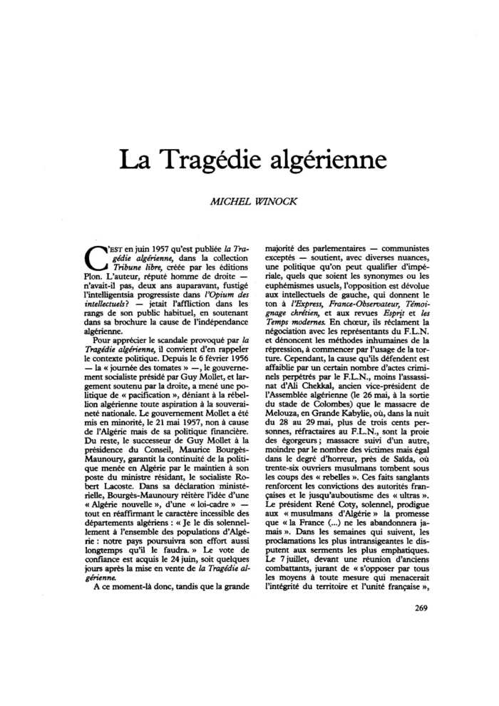 La Tragédie algérienne
 – page 1