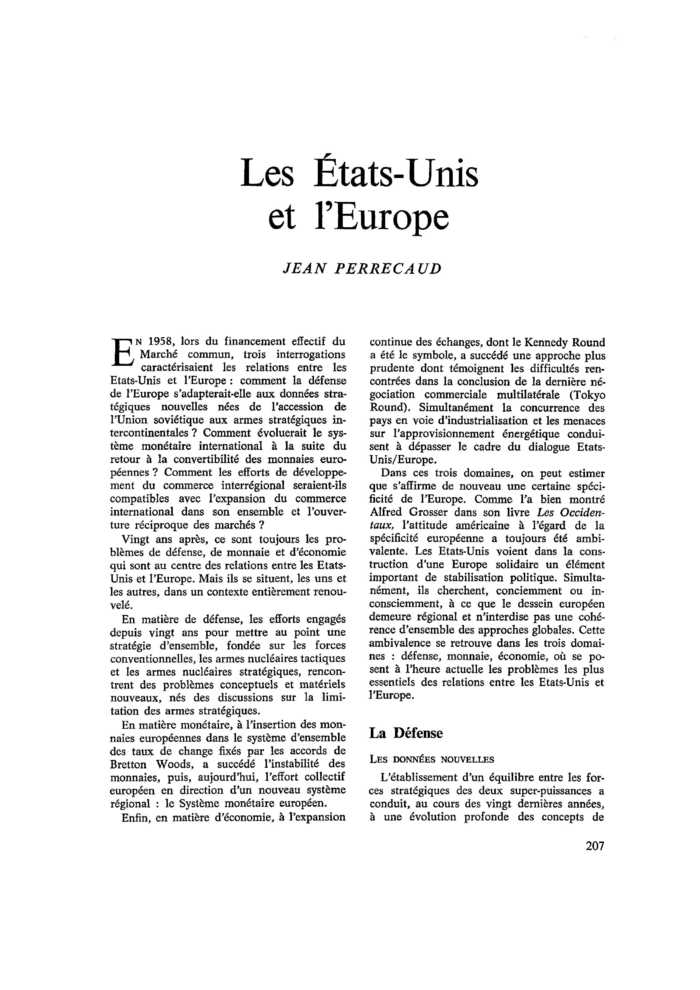 Les États-Unis et l’Europe
 – page 1