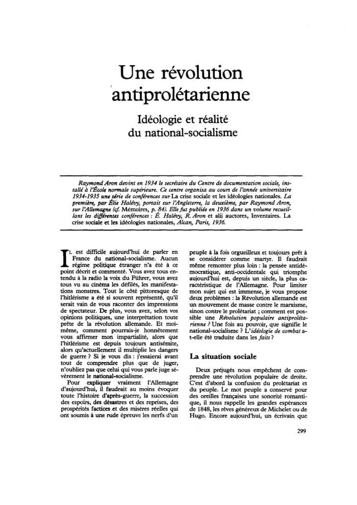 Une révolution antiprolétarienne. Idéologie et réalité du national-socialisme
 – page 1