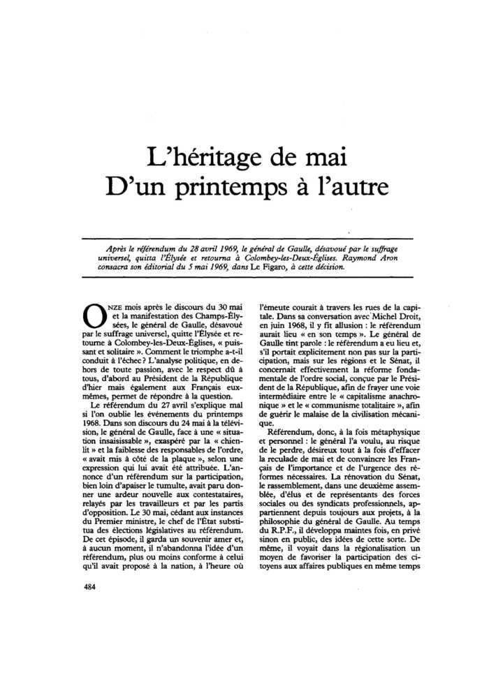 L’héritage de mai. D’un printemps à l’autre
 – page 1