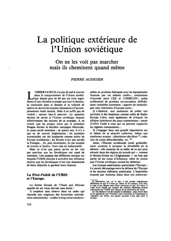 La politique extérieure de l’Union soviétique. On ne les voit pas marcher mais ils cheminent quand même
 – page 1