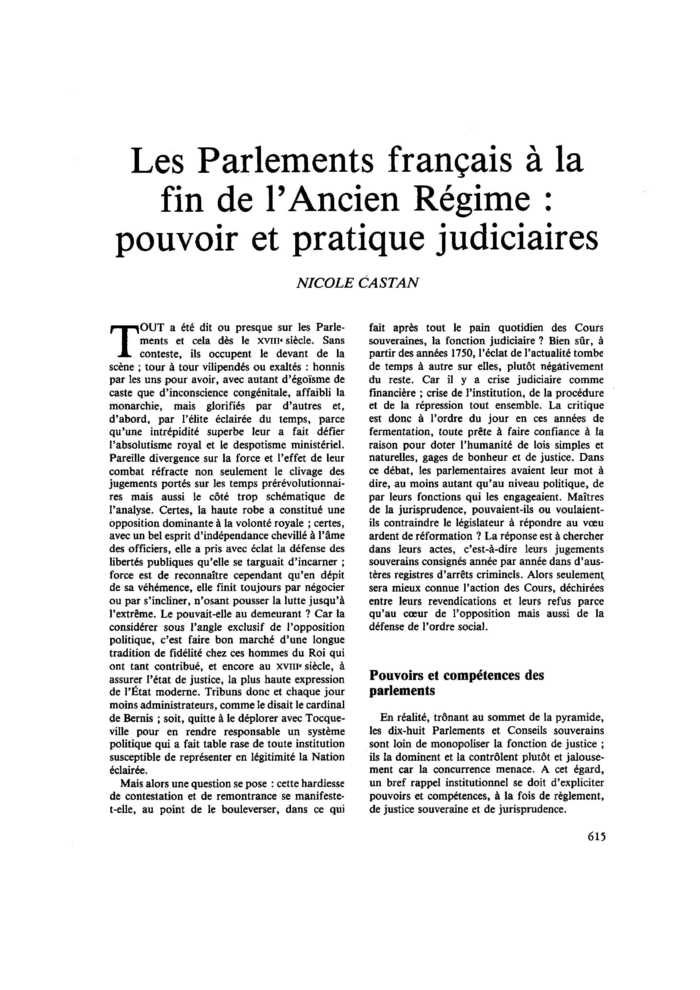 Les Parlements français à la fin de l’Ancien Régime : pouvoir et pratique judiciaires
 – page 1