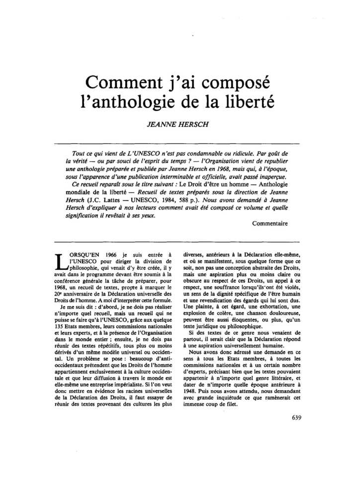 Comment j’ai composé l’anthologie de la liberté
 – page 1